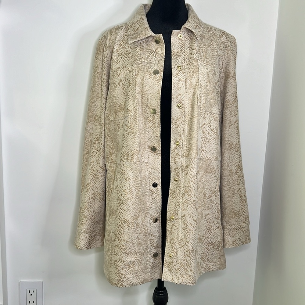 Chico’s jacket 3 12/14 Faux Leather snake print